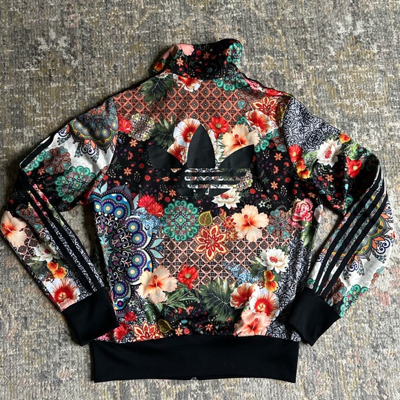 Adidas x Farm Rio Track Zip Up Jacket Jardim Agharta Floral Boho Size Medium - Picture 5 of 11